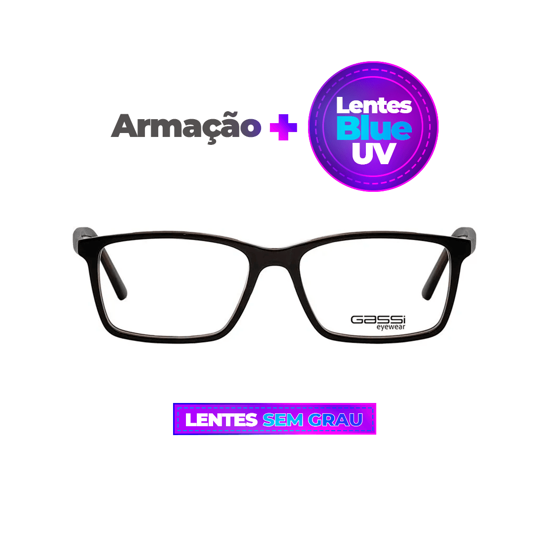 Óculos Gassi Igor Marrom + Lentes Blue UV COMBO